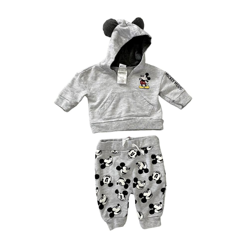 Mickey Mouse Hoodie Sweatpants Outfit  Set in Gray 0-3 M